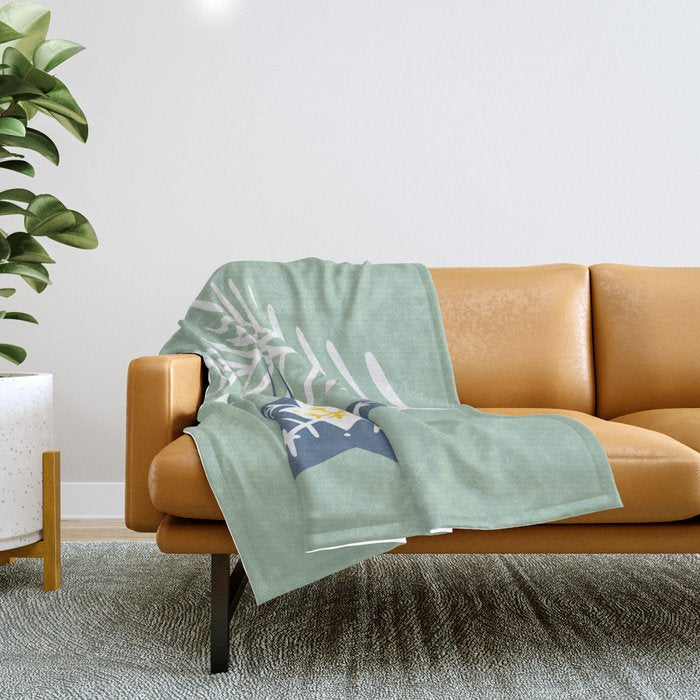 Cheerful twinkle Christmas star mint Throw Blanket Gallery Image 1