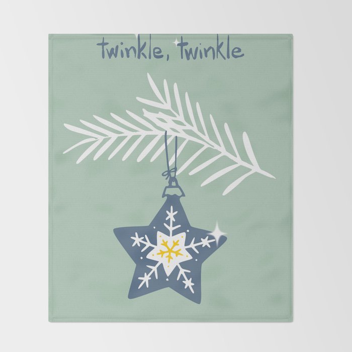 Cheerful twinkle Christmas star mint Throw Blanket Gallery Image 2