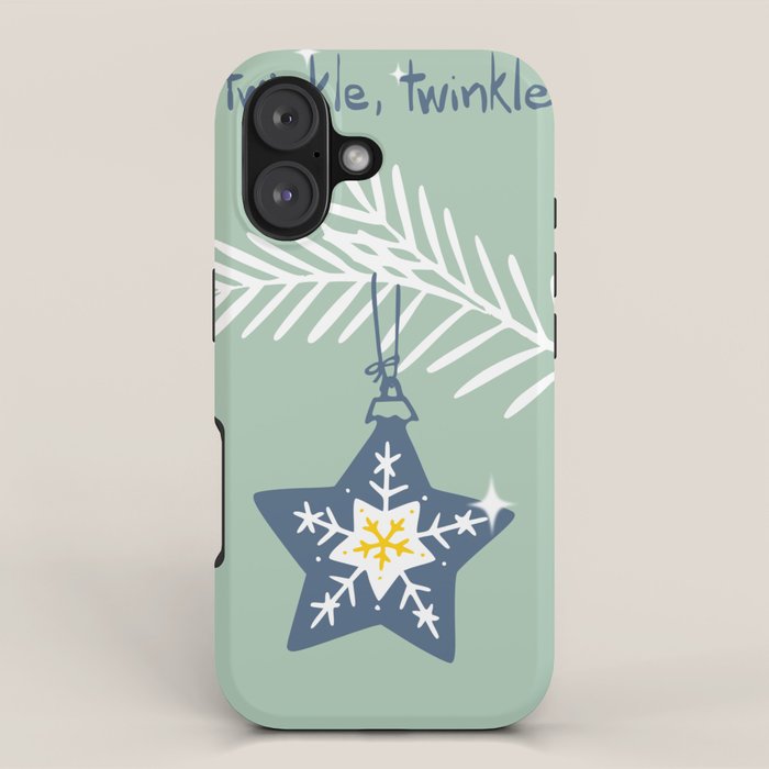 Cheerful twinkle Christmas star mint iPhone Case Gallery Image 1