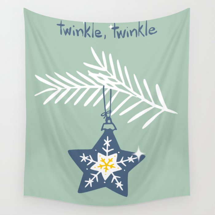 Cheerful twinkle Christmas star mint Wall Tapestry Gallery Image 1