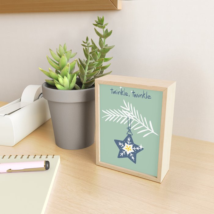 Cheerful twinkle Christmas star mint Mini Art Print Gallery Image 2