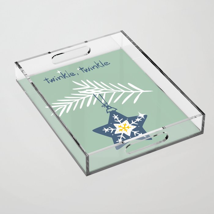 Cheerful twinkle Christmas star mint Acrylic Tray Gallery Image 1