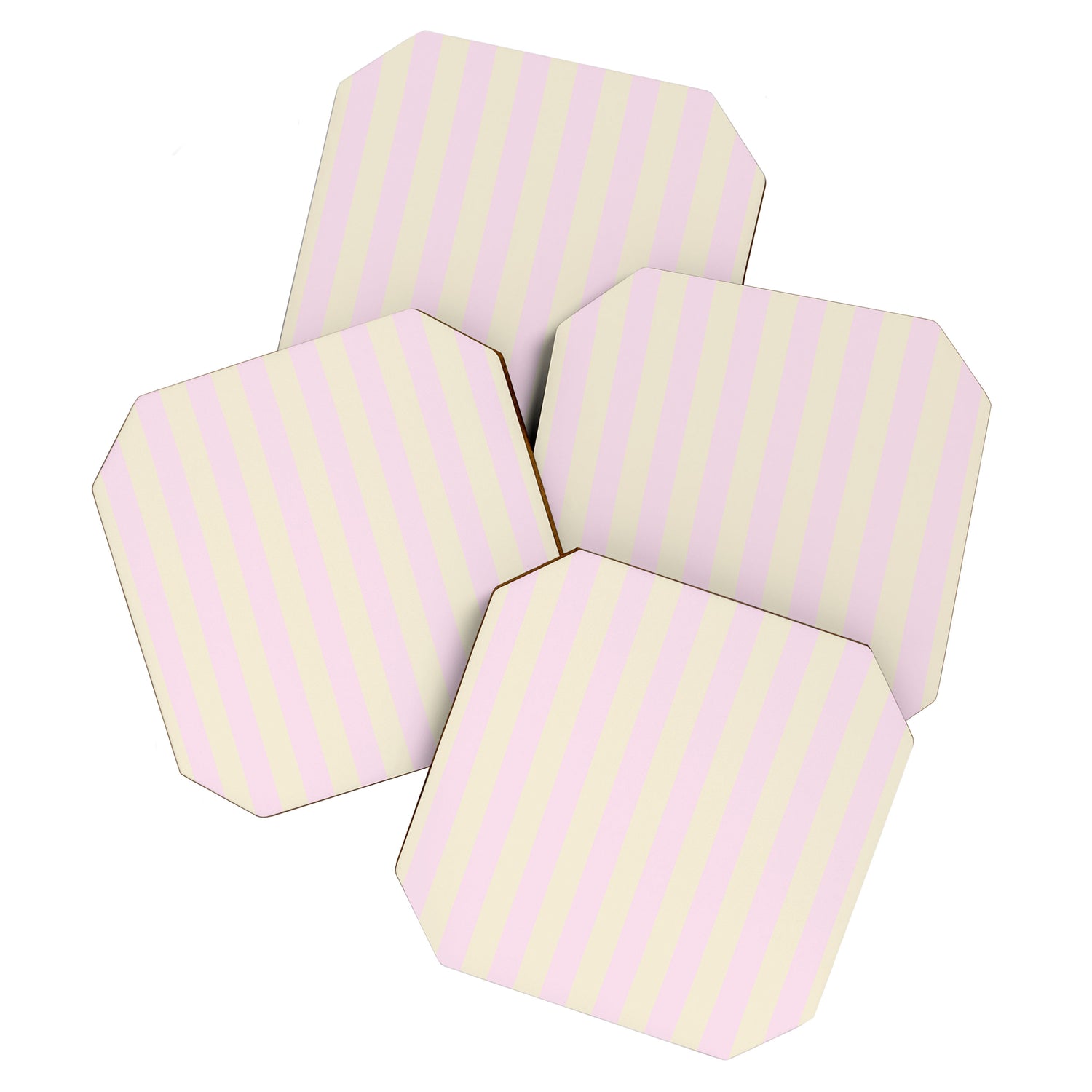 Stripes of Light Pink and Cream Coaster Gallery Image 1