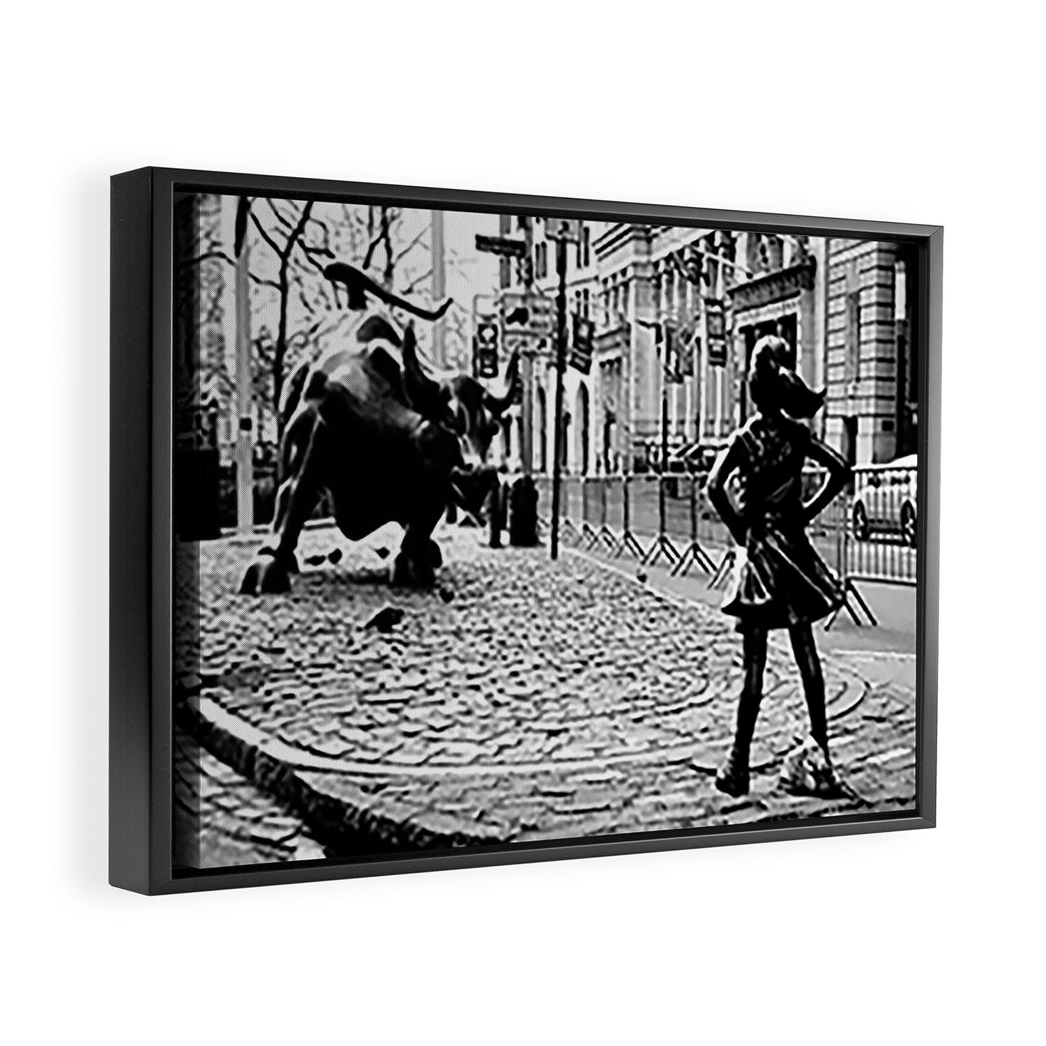 Fearless Girl and the Charging Bull Framed Canvas Print Gallery Image 2