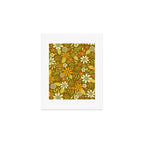 1970s Retro Flowers Pattern in Yellow, Orange & Olive Green Art Print Gallery Image 1