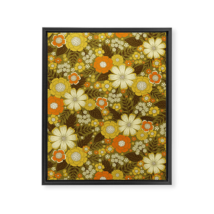 1970s Retro/Vintage Floral Pattern Framed Canvas Print Gallery Image 1