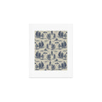 Alien Abduction Toile De Jouy Pattern in Blue Art Print Gallery Image 1