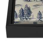Alien Abduction Toile De Jouy Pattern in Blue Framed Canvas Print Gallery Image 3