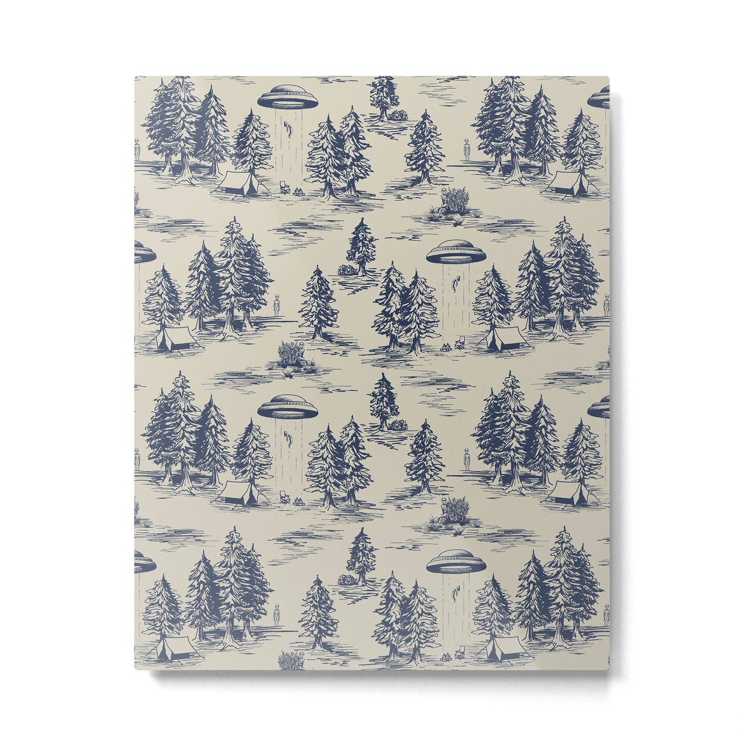 Alien Abduction Toile De Jouy Pattern in Blue Metal Print Gallery Image 6