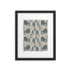 Alien Abduction Toile De Jouy Pattern in Blue Framed Art Print Gallery Image 6
