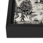 Bigfoot / Sasquatch Toile de Jouy in Black Framed Canvas Print Gallery Image 3