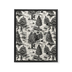 Bigfoot / Sasquatch Toile de Jouy in Black Framed Canvas Print Gallery Image 8