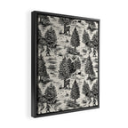 Bigfoot / Sasquatch Toile de Jouy in Black Framed Canvas Print Gallery Image 2