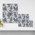 Bigfoot / Sasquatch Toile de Jouy in Blue Canvas Print Gallery Image 3