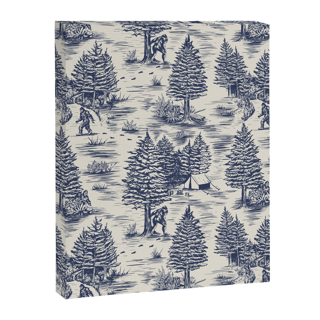 Bigfoot / Sasquatch Toile de Jouy in Blue Canvas Print Gallery Image 8