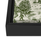 Bigfoot / Sasquatch Toile de Jouy in Forest Green Framed Canvas Print Gallery Image 3