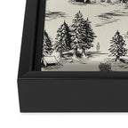 Black Alien Abduction Toile De Jouy Pattern Framed Canvas Print Gallery Image 3