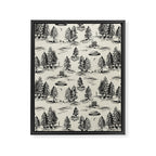 Black Alien Abduction Toile De Jouy Pattern Framed Canvas Print Gallery Image 8