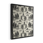 Black Alien Abduction Toile De Jouy Pattern Framed Canvas Print Gallery Image 2