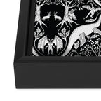 Black & White Cryptid Damask Framed Canvas Print Gallery Image 3