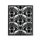 Black & White Cryptid Damask Framed Canvas Print Gallery Image 8