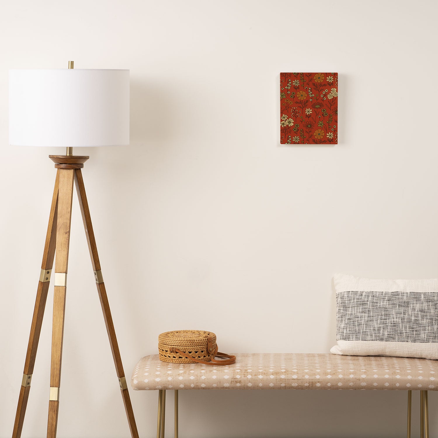 Burnt Orange & Olive Green Floral Canvas Print Gallery Image 2