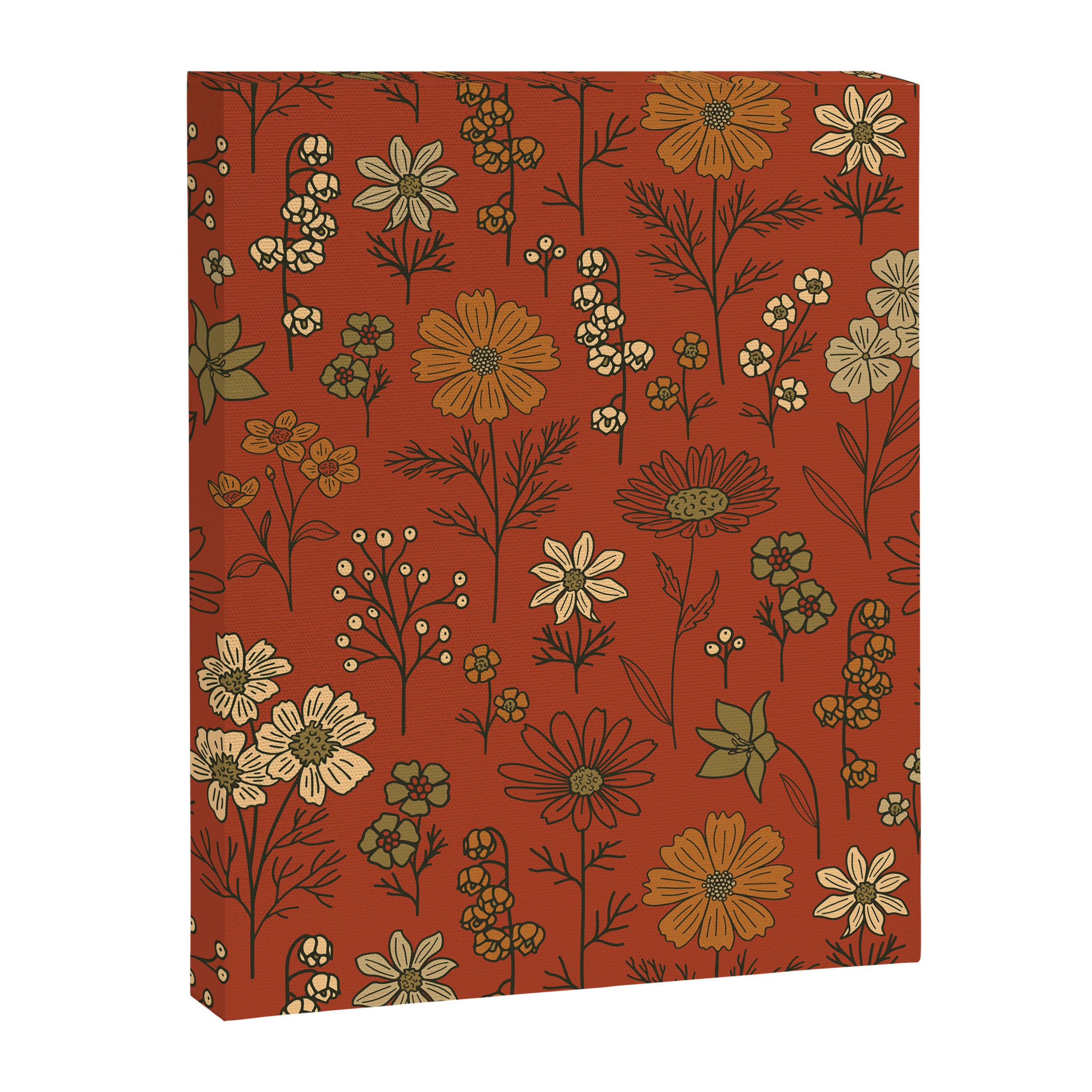 Burnt Orange & Olive Green Floral Canvas Print Gallery Image 8