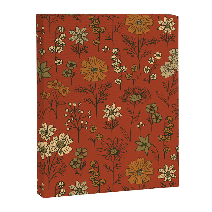 Burnt Orange & Olive Green Floral Canvas Print Gallery Image 1