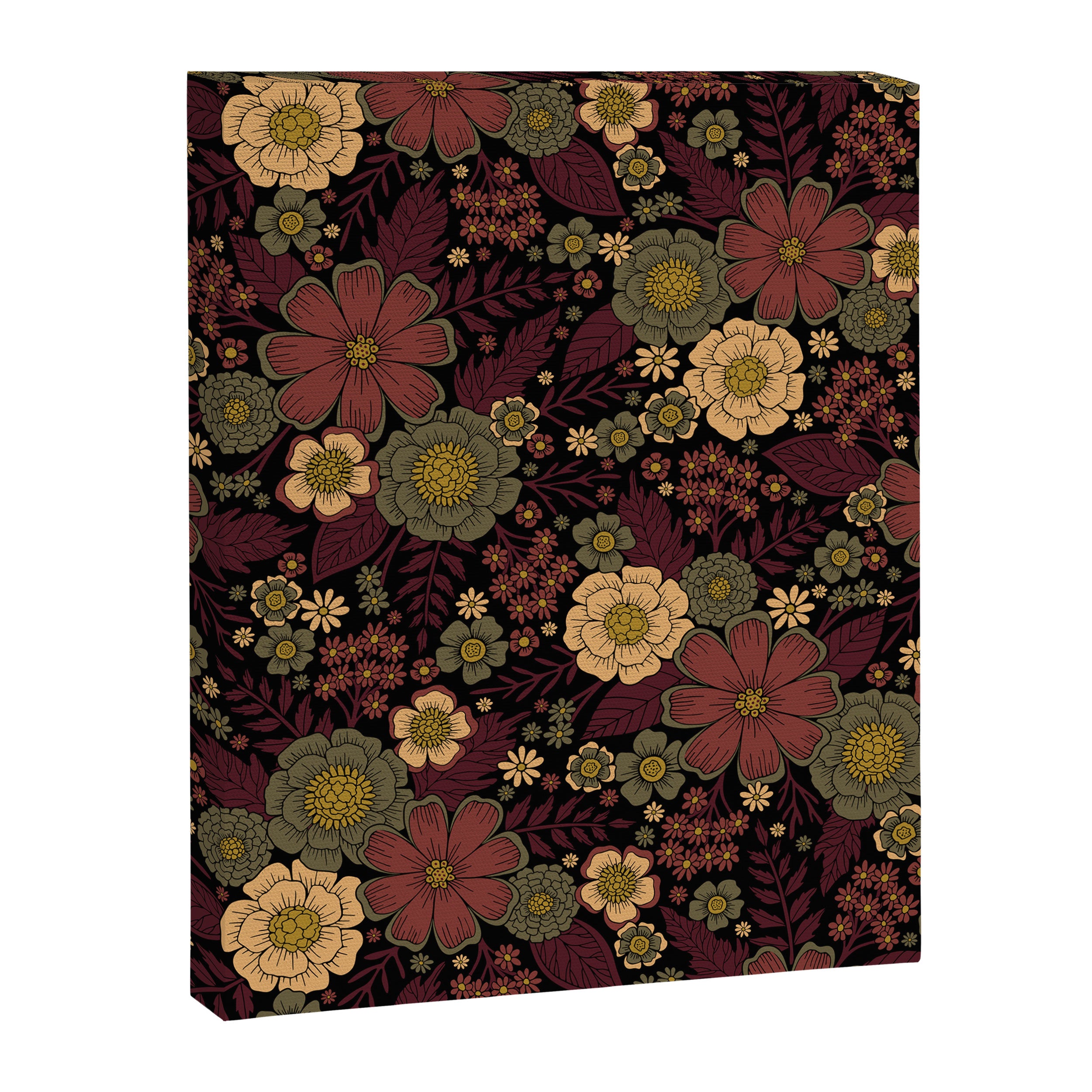 Classy Burgundy, Cream & Sage Green Floral Pattern Canvas Print Gallery Image 8