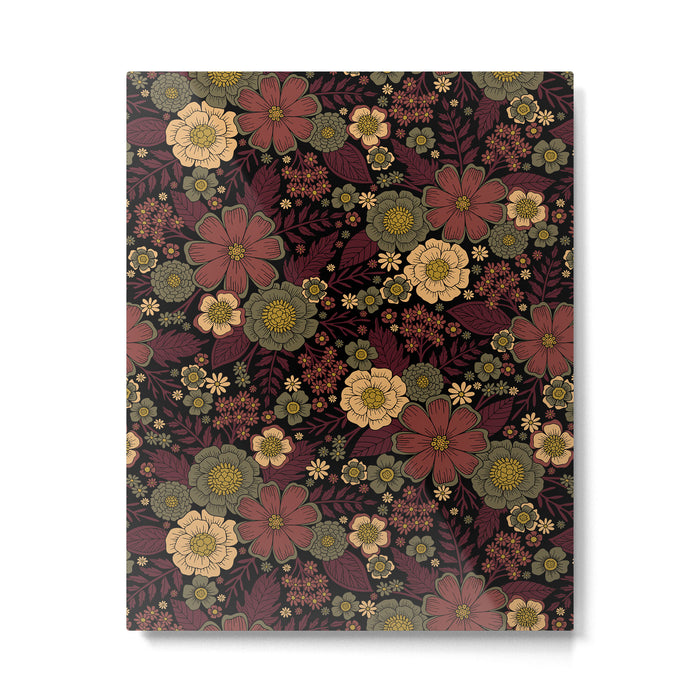 Classy Burgundy, Cream & Sage Green Floral Pattern Metal Print Gallery Image 1