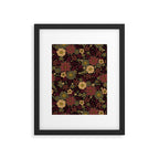 Classy Burgundy, Cream & Sage Green Floral Pattern Framed Art Print Gallery Image 4