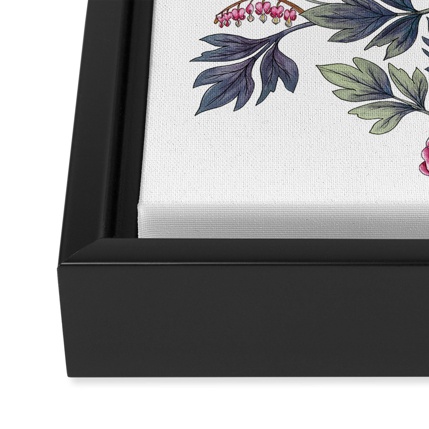 Crows, Bleeding Hearts & Roses Floral/Botanical Pattern Framed Canvas Print Gallery Image 3