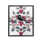 Crows, Bleeding Hearts & Roses Floral/Botanical Pattern Framed Canvas Print Gallery Image 6