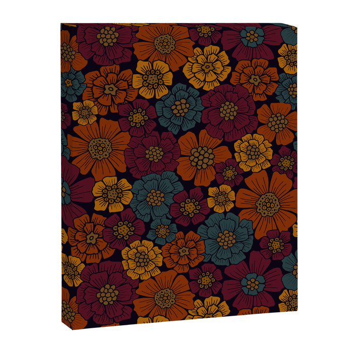 Dark Burgundy, Teal & Mustard Floral Canvas Print Gallery Image 1