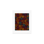 Dark Burgundy, Teal & Mustard Floral Art Print Gallery Image 1