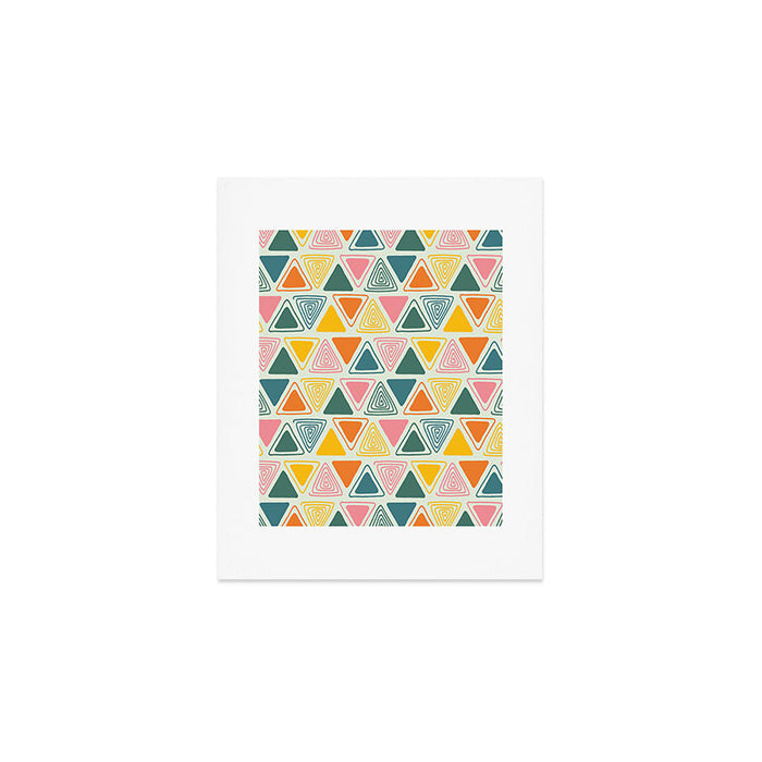 Doodle Triangles in Pink, Yellow, Orange, and Teal on Cream  Art Print Gallery Image 1