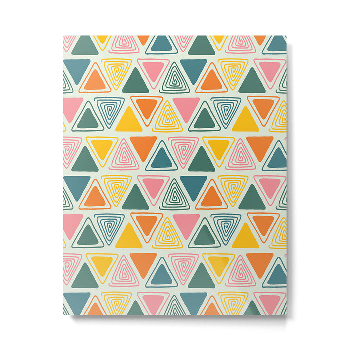 Doodle Triangles in Pink, Yellow, Orange, and Teal on Cream  Metal Print Gallery Image 1