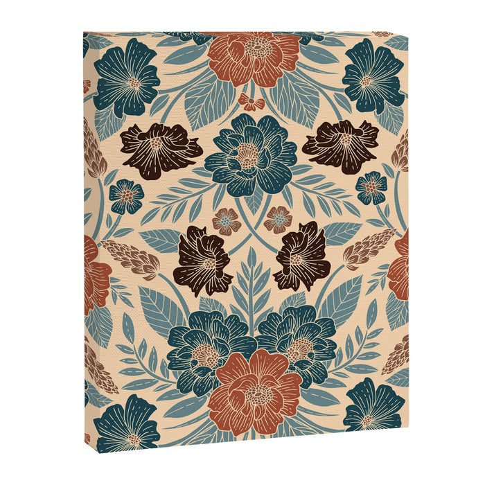 Fall Floral Pattern in Blue, Brown & Rust Canvas Print Gallery Image 1