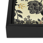 Gray, Black, Cream, Yellow & Red Sophisticated Floral Pattern Framed Canvas Print Gallery Image 3