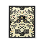 Gray, Black, Cream, Yellow & Red Sophisticated Floral Pattern Framed Canvas Print Gallery Image 8