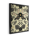 Gray, Black, Cream, Yellow & Red Sophisticated Floral Pattern Framed Canvas Print Gallery Image 2