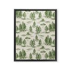 Green Alien Abduction Toile De Jouy Pattern Framed Canvas Print Gallery Image 8