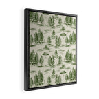 Green Alien Abduction Toile De Jouy Pattern Framed Canvas Print Gallery Image 2