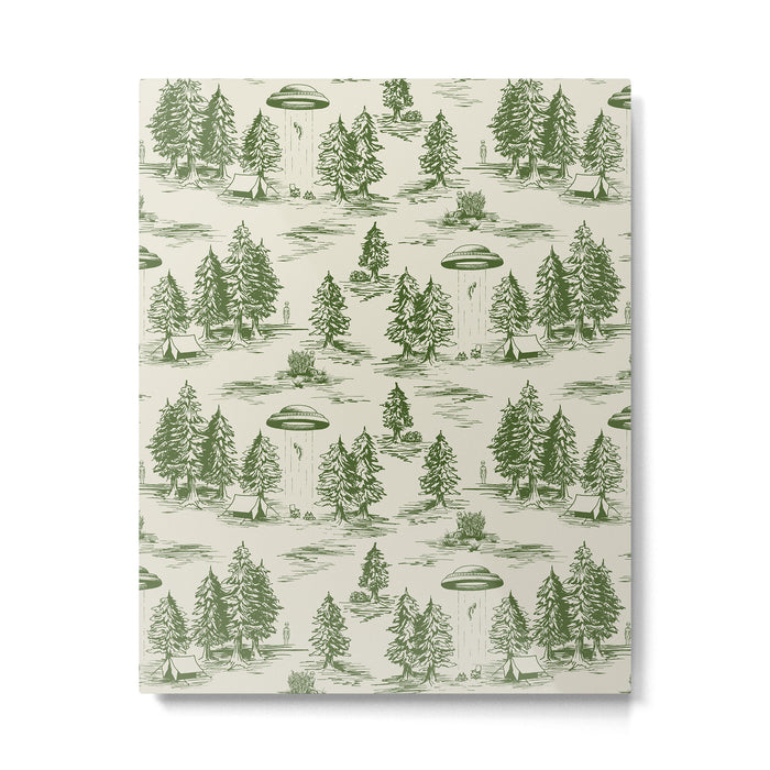 Green Alien Abduction Toile De Jouy Pattern Metal Print Gallery Image 1