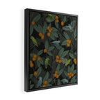 Green & Turquoise Parrotlets and Loquats Framed Canvas Print Gallery Image 2