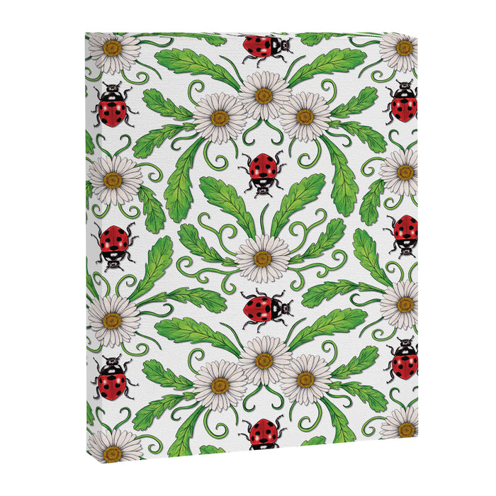 Ladybugs & Daisies - Cute Floral Bug Pattern with Ladybirds Canvas Print Gallery Image 1
