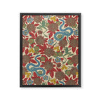 Large-Scale Dahlias, Frogs, Snakes, Praying Mantis in Red and Blue Framed Canvas Print Gallery Image 8