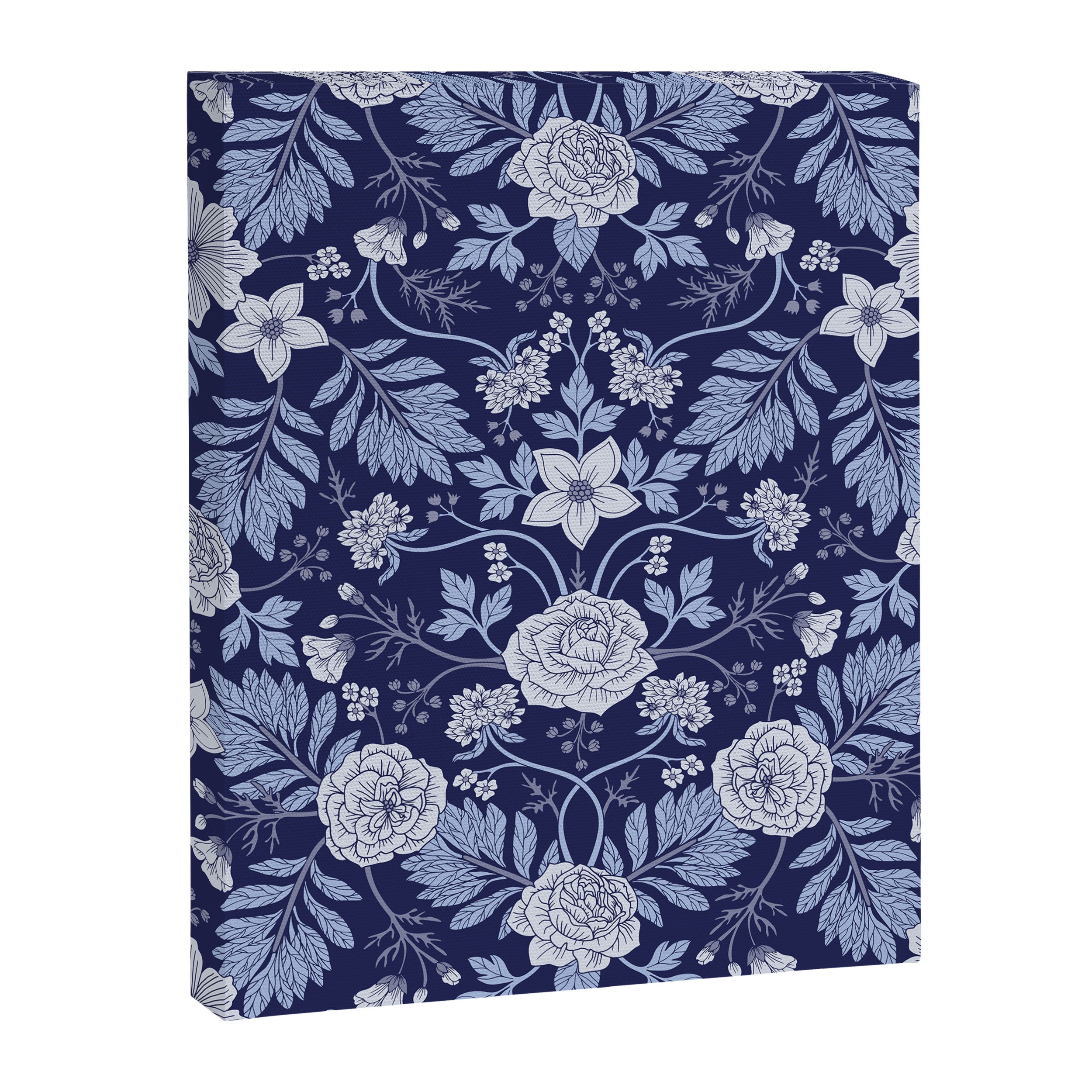Light Blue, Cobalt Blue, & White Floral Pattern Canvas Print Gallery Image 8