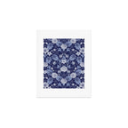Light Blue, Cobalt Blue, & White Floral Pattern Art Print Gallery Image 1