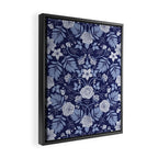 Light Blue, Cobalt Blue, & White Floral Pattern Framed Canvas Print Gallery Image 2